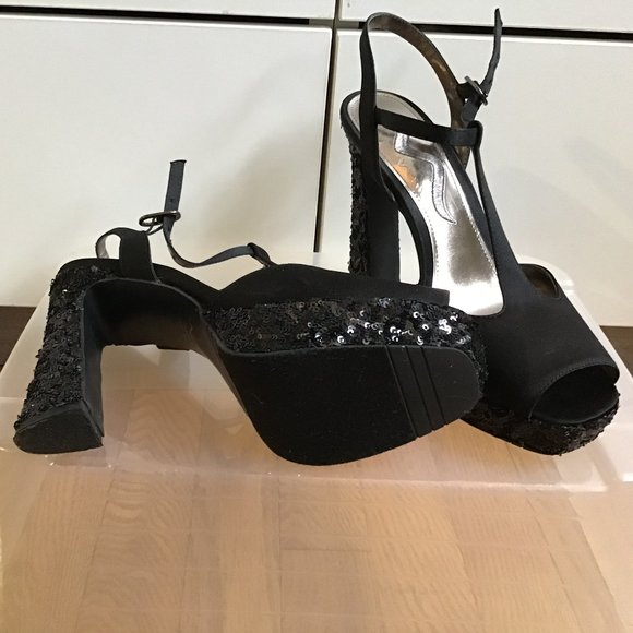 Nina Peep toe sparkly block heel size 8 - Picture 4 of 4